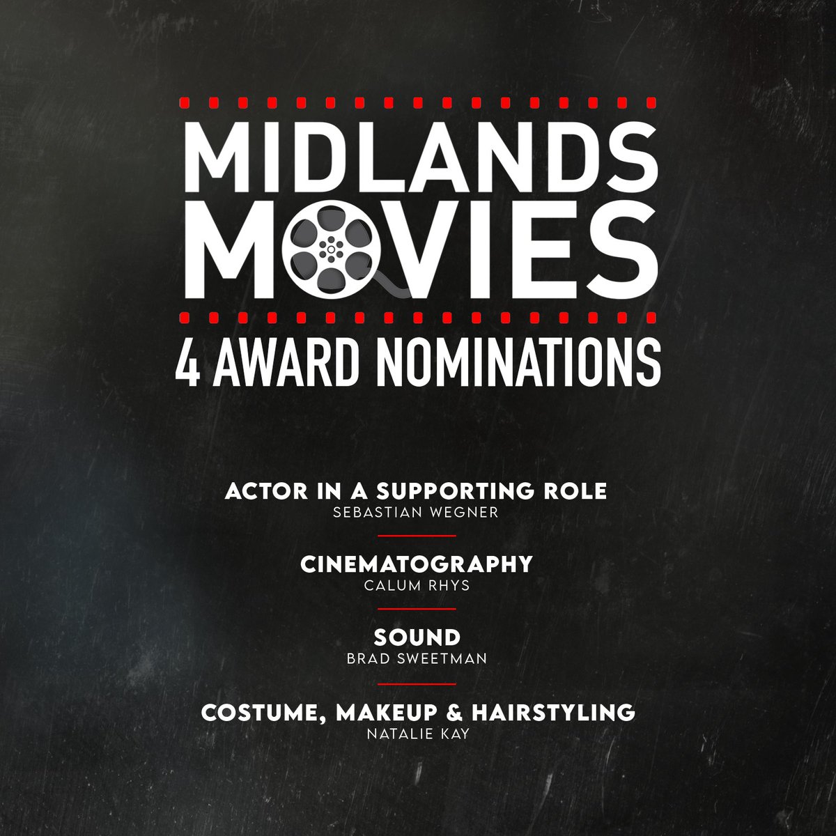 CalRhys's tweet image. Ecstatic to have been nominated for best cinematography, by a jury containing none other than the brilliant Shane Meadows. A huge thanks to Michael and the entire @midlandsmovies team. Further congratulations to Sebastian, Brad, and Natalie!
