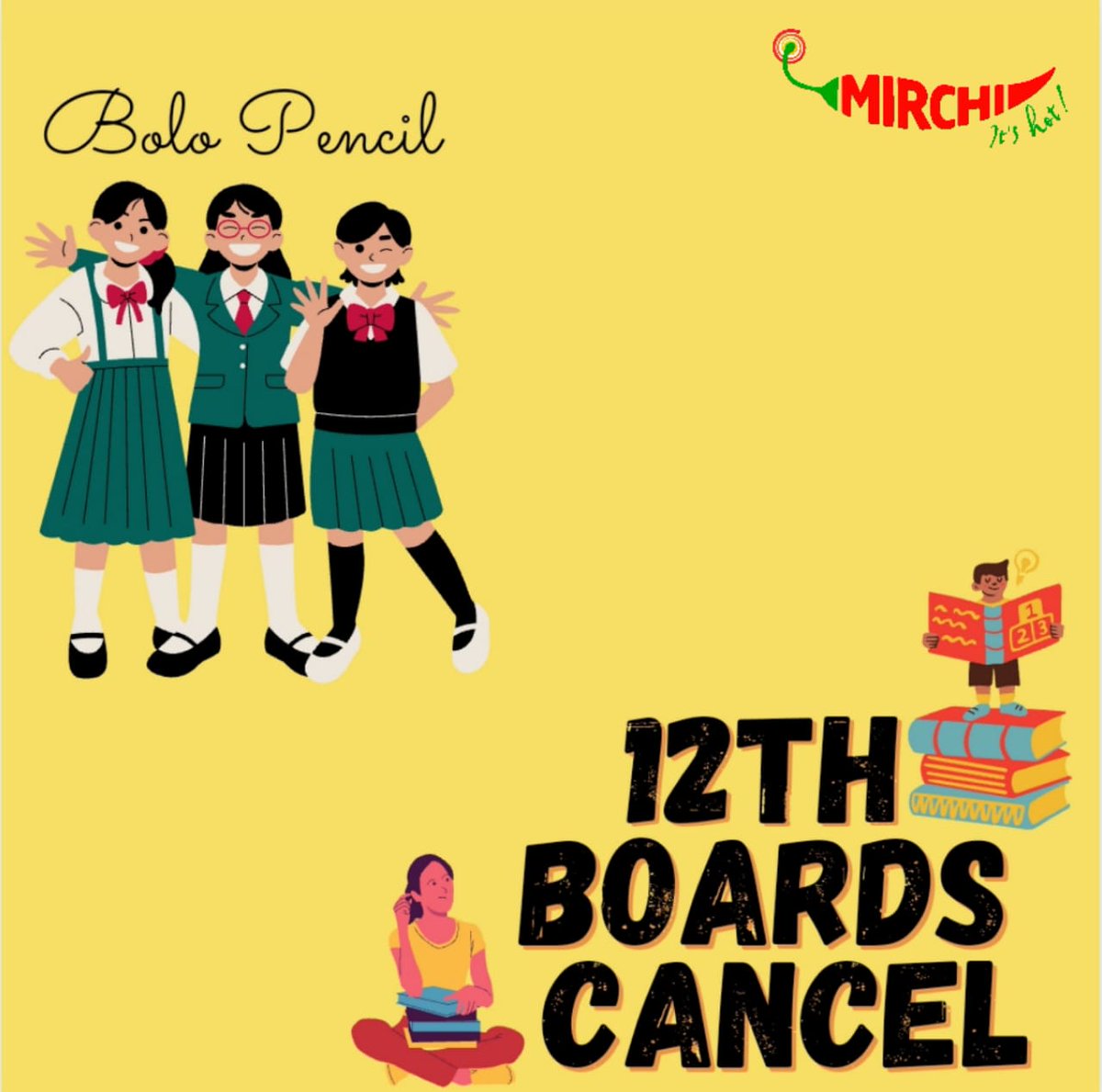 mirchiplus's tweet photo. Students then: Poore saal mein books nahi khole. Bachaa lo! 🙏
Students now: Bacch gaye! 💃🕺

#Mirchi #HotWithMirchi #Exams #ExamsCalcelled #12Standard #BoardExams #CBSE #ICSE #Students #Colleges https://t.co/F9y4oHDfM6