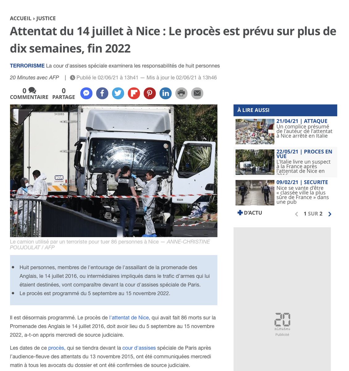 nicerendezvous's tweet photo. Actualité de Nice ▶️ "Attentat du 14 juillet à Nice : Le procès est prévu sur plus de dix semaines, fin 2022"
via @20minutesnice - #Justice #attentatdenice #niceattack #nice #nice06 ⤵️
▶️ https://t.co/7Iu4bHL2y8 https://t.co/ZNLvwAYlgS