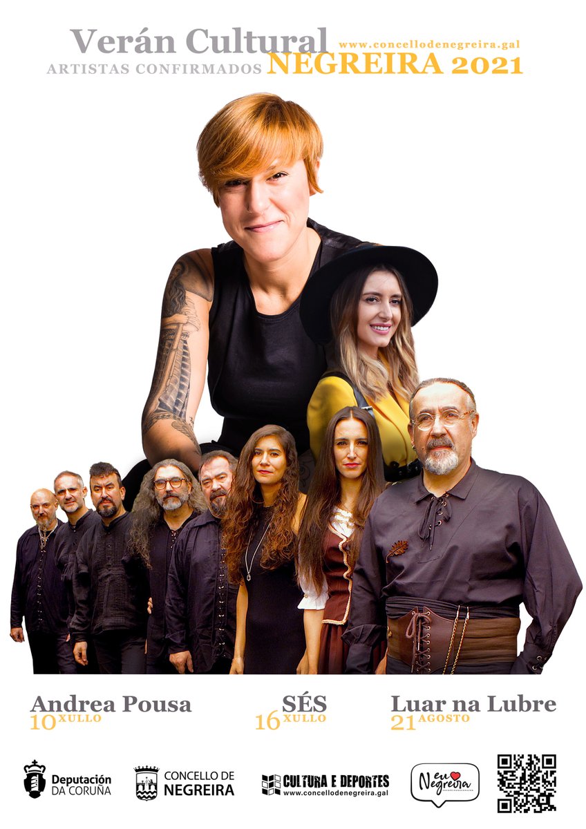 Eu❤️Negreira

👉🏻Artistas confirmados no VCN21:
1⃣0⃣ xullo: <a href="/AndreaPousa/">Andrea Pousa</a> 
1⃣6⃣ xullo: @mariaxosesilvar 
2⃣1⃣ agosto: <a href="/luar_na_lubre/">Luar Na Lubre</a> 
💽Pronto sabremos os horarios e os grupos que os acompañarán nos concertos.