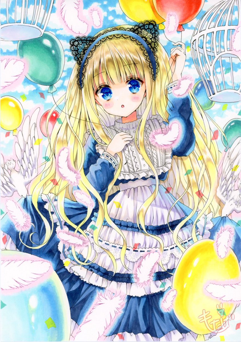 motage_illust's tweet photo. ふわふわちゃん完成！🎈🕊✨

#アナログイラスト
#copic #コピック https://t.co/mHkEpUWPLN