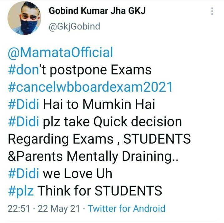 SureshR66459298's tweet photo. @MamataOfficial @AdvMamtaSharma @FAM4TMC @basu_bratya @EduMinOfIndia #examcancel #wbexamcancel https://t.co/LxDuLaCJ5D