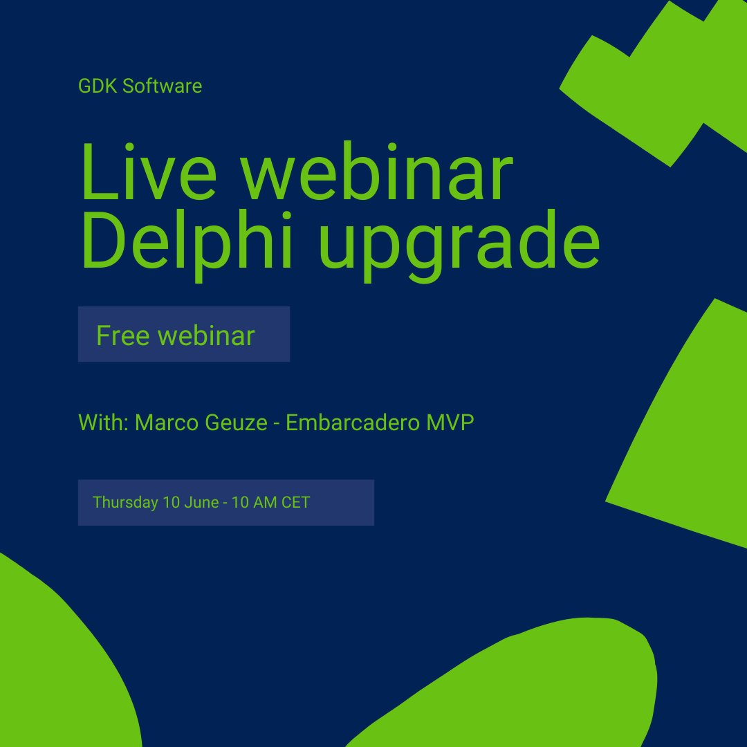 Next Thursday (10 June) I'll host a live webinar where I'll update an open-source Delphi application from Delphi 7 to the latest Delphi version. I'll show you the tools we use and give you ideas on how to start.
 
Want to be there? Sign up here:

ow.ly/fVCY50F11Cm