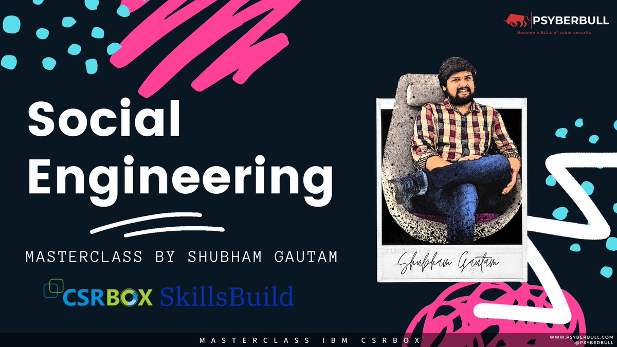 shubhamgautam's tweet image. IBM Masterclass : CRSBOX : Cyber Security
330+ participant&apos;s 🥂

#IBM #CSRBOX #SKILLsBUILD
#psyberbull #cybersecurity 
#infosec #socialengineering