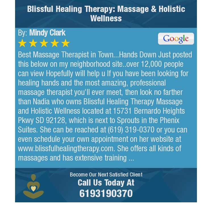 BlissHeal's tweet photo. 5 Star: Mindy C. "Best Massage Therapist in Town...Hands Down  Just posted this below on my neighborhood..." https://t.co/t2eCzJzV5W https://t.co/ZZrLZY6l58