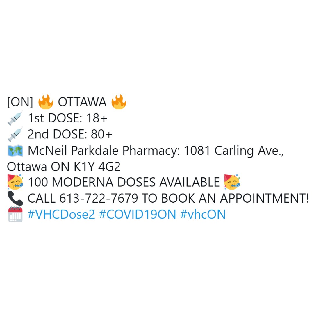 Vaccine Hunters Ottawa tweet media
