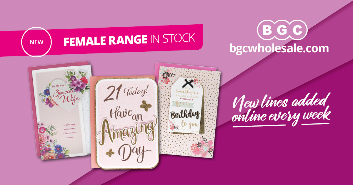 The female everyday range offers choice for all occasions and ages, featuring a wide variety of captions to make them feel special. View BGC’s high-quality range at bgcwholesale.com/greeting-cards… #wholesale #greetingcards #female