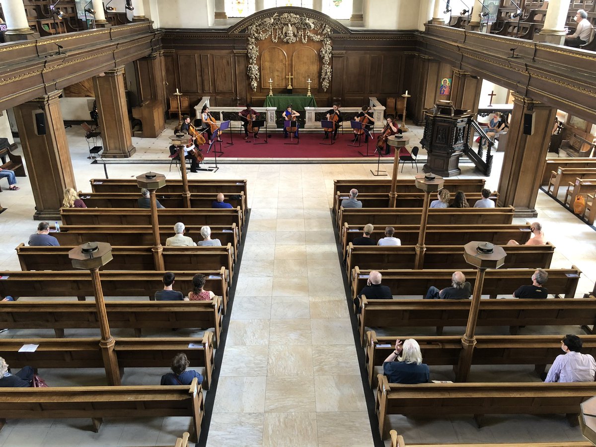 davidmccleery's tweet photo. Great to have the @RoyalAcadMusic Cello Ensemble back again with director Josephine Knight for their annual lunchtime concert - with a full though socially-distanced house. https://t.co/jU7vVzh9rg