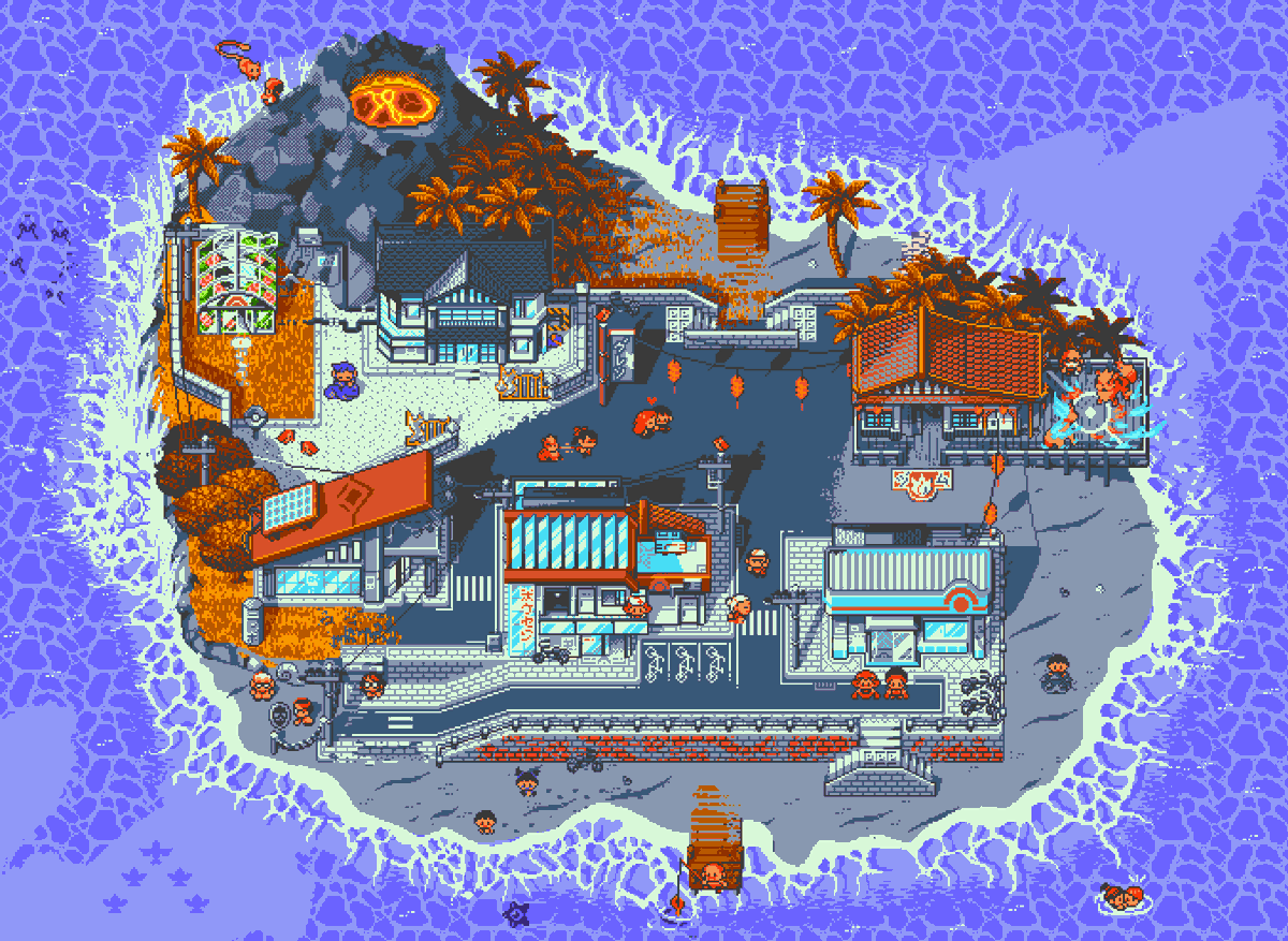 Anima_nel's tweet photo. CINNABAR ISLAND
esse é sem duvida o mapa que eu mais gostei de desenhar para o @PokemonRedrawn e vai ter versão noturna pq sim.
me avisa se voce achou o: missingno ou a referencia de avatar 
#pokemon  #KantoRedrawn  #pixelart  #ドット絵  #픽셀아트 https://t.co/s3ftuPn0y3