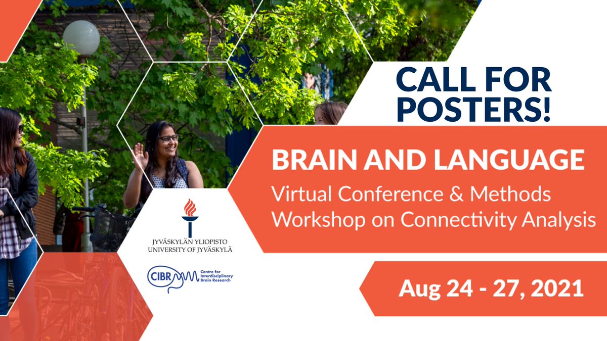 Jyväskylä Brain & Mind (@jklbrainmind) on Twitter photo CALL FOR POSTERS! We are delighted to announce the Brain and Language 2021 Virtual Conference!
Registration and more info at: jyu.fi/en/congress/br…
Submit your Abstract for Poster Session by June 15 at: registration.contio.fi/jyu/Registrati…
<a href="/uniofjyvaskyla/">University of Jyväskylä</a> <a href="/JYUedupsy/">JYU Faculty of Education and Psychology</a> #brainandlanguage2021 CALL FOR POSTERS! We are delighted to announce the Brain and Language 2021 Virtual Conference!
Registration and more info at: jyu.fi/en/congress/br…
Submit your Abstract for Poster Session by June 15 at: registration.contio.fi/jyu/Registrati…
<a href="/uniofjyvaskyla/">University of Jyväskylä</a> <a href="/JYUedupsy/">JYU Faculty of Education and Psychology</a> #brainandlanguage2021