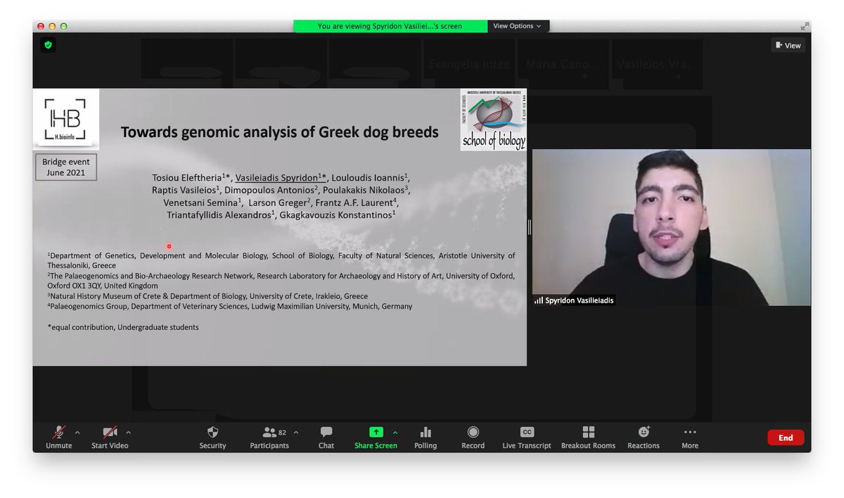  @hbio_info Spyridon Vasileiadis (Aristotle University) presents novel results on genomic analysis of Greek dog breeds (wooof!!)