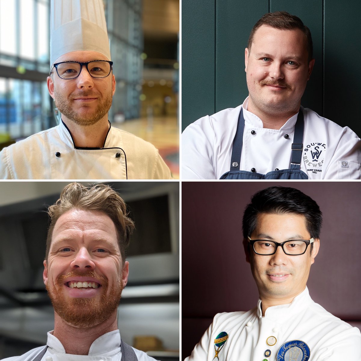 We're thrilled to announce the four finalists who will go for glory in the Bocuse d'Or Australia 2021!
Alexander McIntosh, Sou'West Brewery
Leslie Chan, Sushi Sushi
Mathew Lee, <a href="/BCEC_Brisbane/">Brisbane Convention & Exhibition Centre</a>
 Paul Golding, Snooks Catering
#bocusedoraus2021

bit.ly/3uDx4jG