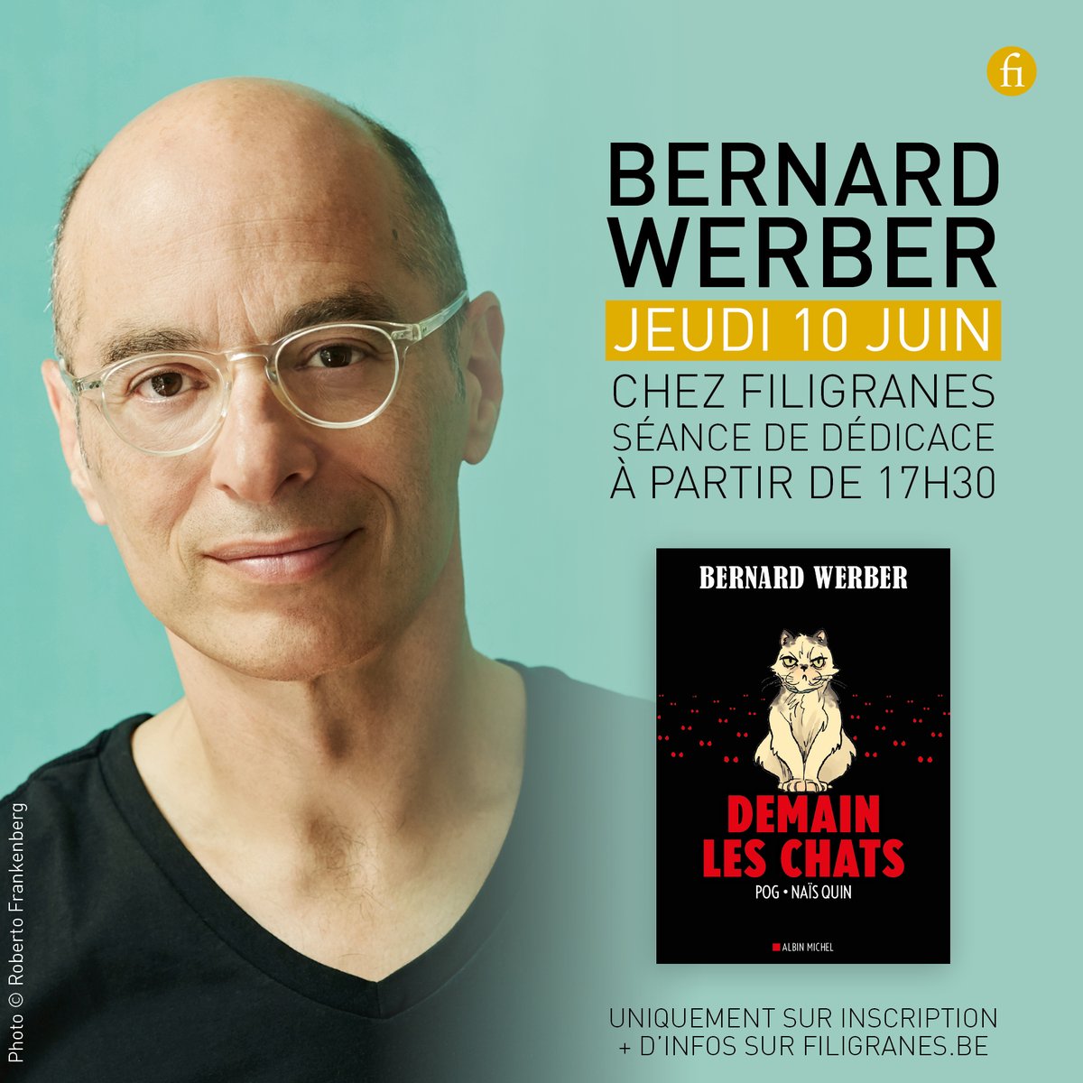 Soirée EXCEPTIONNELLE ce jeudi 10 juin Franck Thilliez en dédicace dès 16h30 pour son roman « 1991 », la première enquête de commissaire Franck Sharko‍! Dès 17h30, c’est Bernard Werber que vous aurez l’occasion de rencontrer pour « Demain les chats » adapté en bande dessinée !