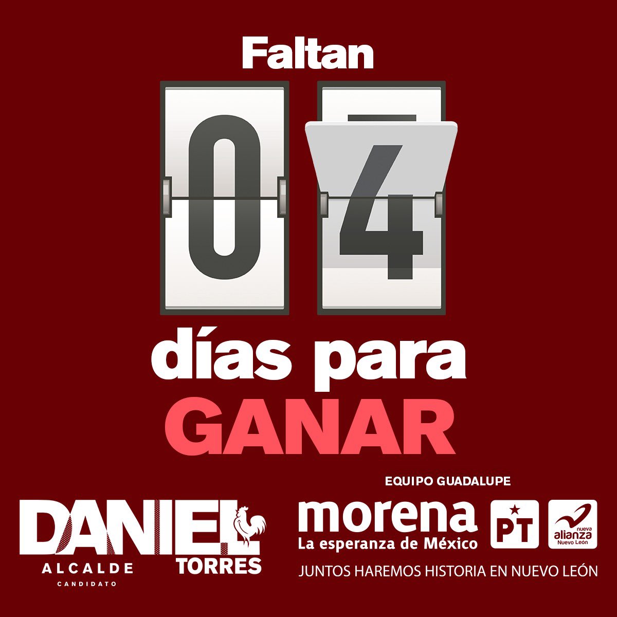 danieltorresca's tweet image. Este 6 de junio ¡VAMOS A GANAR! 🐓

Juntos tenemos la solución. ¡El despertar de Guadalupe está en tus manos! 
.
#Súmate en danieltorrescantu.com ¡Hagamos Equipo!
#DanielTorres