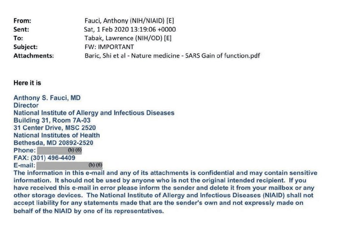 mtracey's tweet photo. In newly FOIA'd emails, there are at least two instances of Fauci sending colleagues a paper about "gain of function" research potentially being relevant to COVID. Back when mentioning this prospect got you banned from social media and labeled a conspiracy theorist https://t.co/2anDbJK9MI