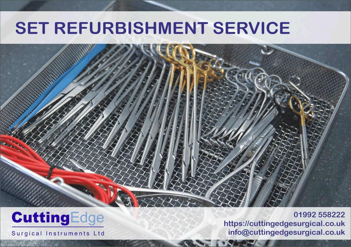 CuttingEdgeSurg's tweet photo. High Quality Refurbishment Service for complete sets of Surgical Instruments. For more information or to book a collection please call us on: 01992 558222 or email us at info@cuttingedgesurgical.co.uk https://t.co/g3l9oWJfl7