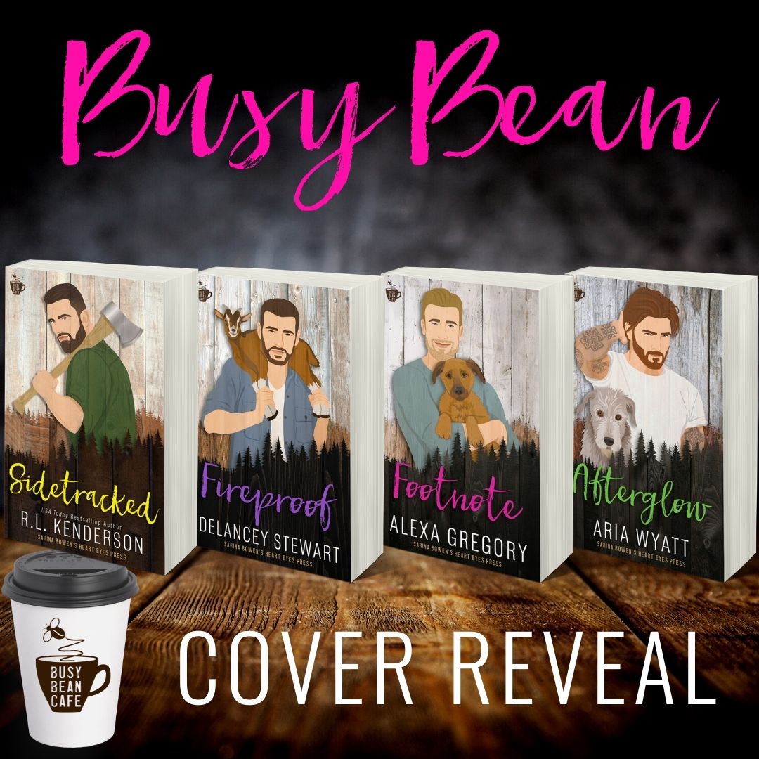 Today's the day! Introducing the last 4 covers for the Busy Bean series!

Sidetracked by <a href="/rlkenderson/">R.L. Kenderson</a>
Fireproof by <a href="/DelanceyStewart/">Delancey Stewart</a>
Footnote by <a href="/alexa_gregory/">Alexa Gregory</a>
Afterglow by @AriaWyattAuthor

Find links here: bit.ly/3pfniD7