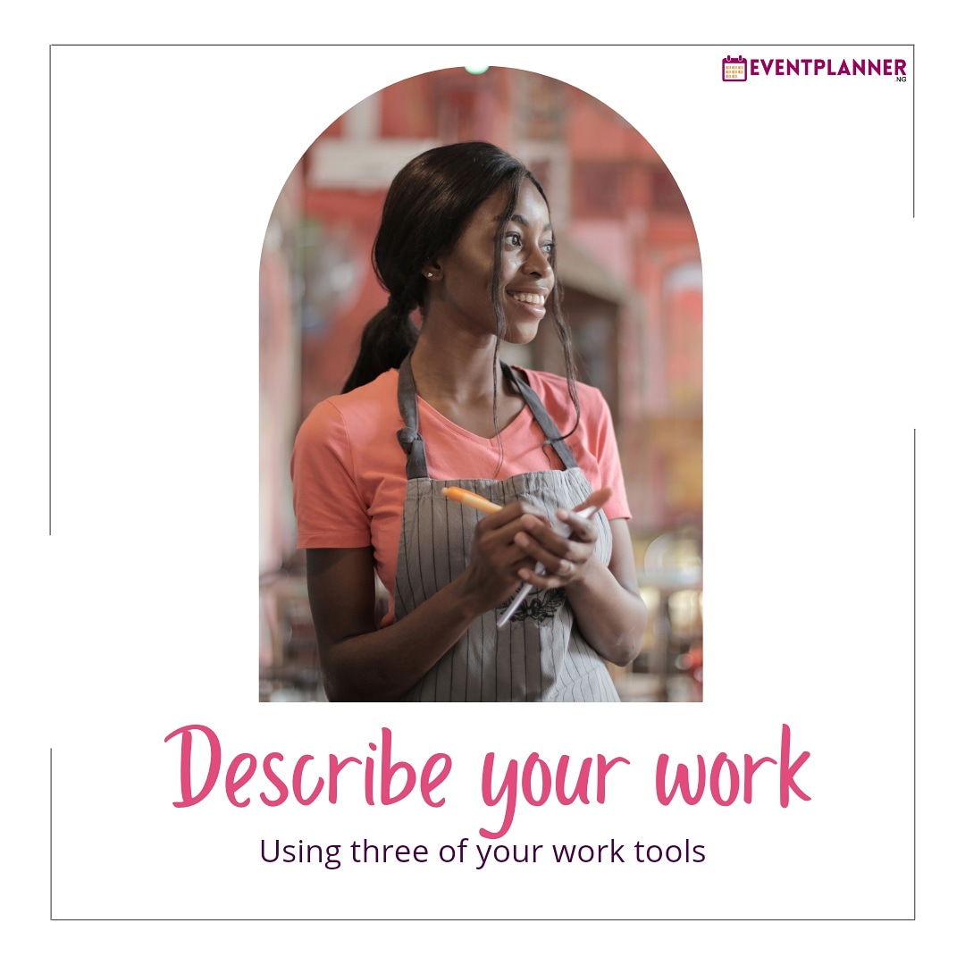 EventPlannerNg's tweet photo. Who wants to go first?
Describe your work using three of the tools you use at work.

#eventplannerng  #eventplanning #lagosnigeria #partyplanner #lagosvendors  #onlineeventplanning 
#eventmanagement #june2021 #newmonth #worktools #wednesdaymood https://t.co/mNyzM7DPSm