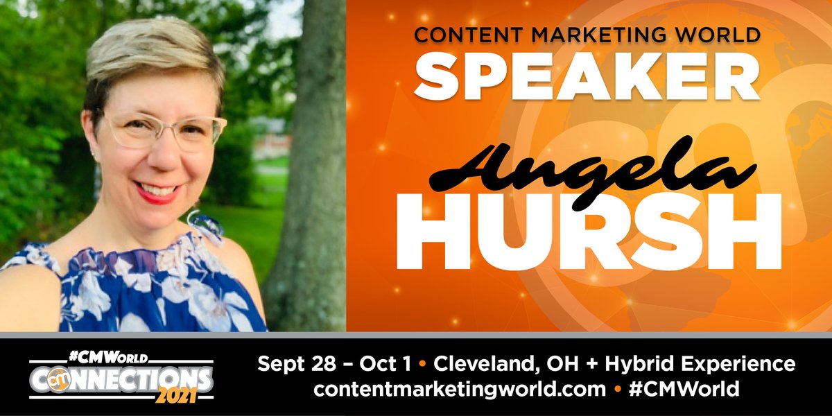 Thrilled to share I'm speaking at Content Marketing World! Won't you join me? In-person and digital experience passes are available. Use my personal code HURSH100 for an additional $100 off! http://cmi.media/CMWorld2021 #CMWorld
