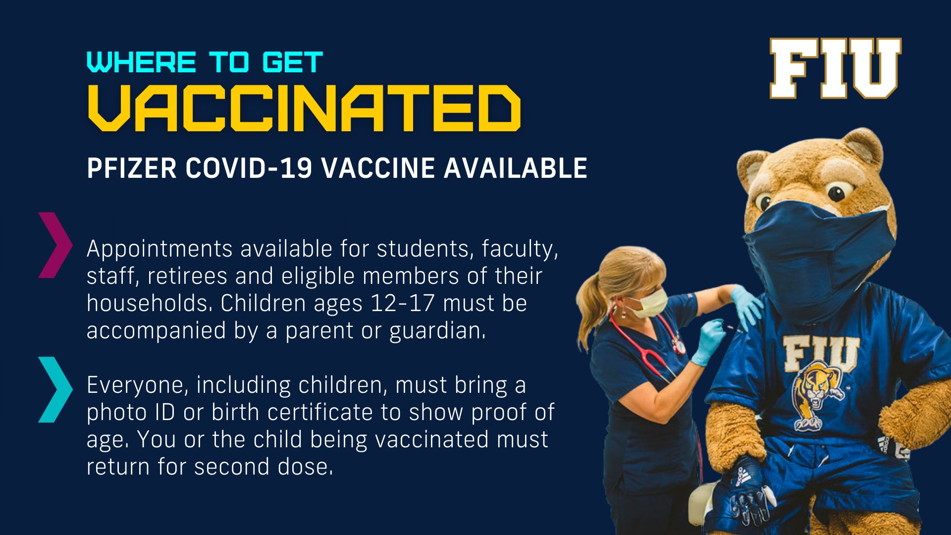 FIU on Twitter "Pfizer COVID19 vaccine first dose appointments are