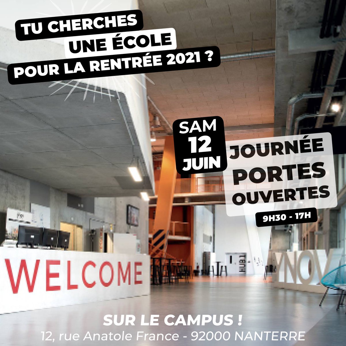 Vous êtes toujours à la recherche d’une école pour vous former aux métiers du digital ? 💻

 #Paris #Ynov #Campus vous ouvre ses portes le samedi 12 juin de 9h30 à 17h .