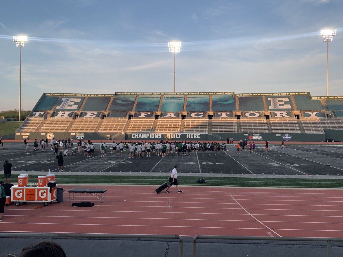 Thank you <a href="/Coach_Creighton/">Chris Creighton</a> and <a href="/EMUFB/">Eastern Michigan Football</a> for a great camp last night! Our boys had fun and competed well under the lights. We are continuing to improve as a group one camp at a time! #GoEagles🦅