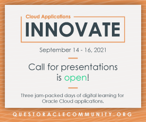 QuestUserGroup's tweet photo. Get FREE full access to INNOVATE- the #OracleCloudApplications virtual conference for strategic insights and actionable learning. Submit to speak today! https://t.co/7WBlivm43W #HCMCloud #ERPCloud #SCMCloud #CXCloud #EPMCloud https://t.co/WCul0OmGJk