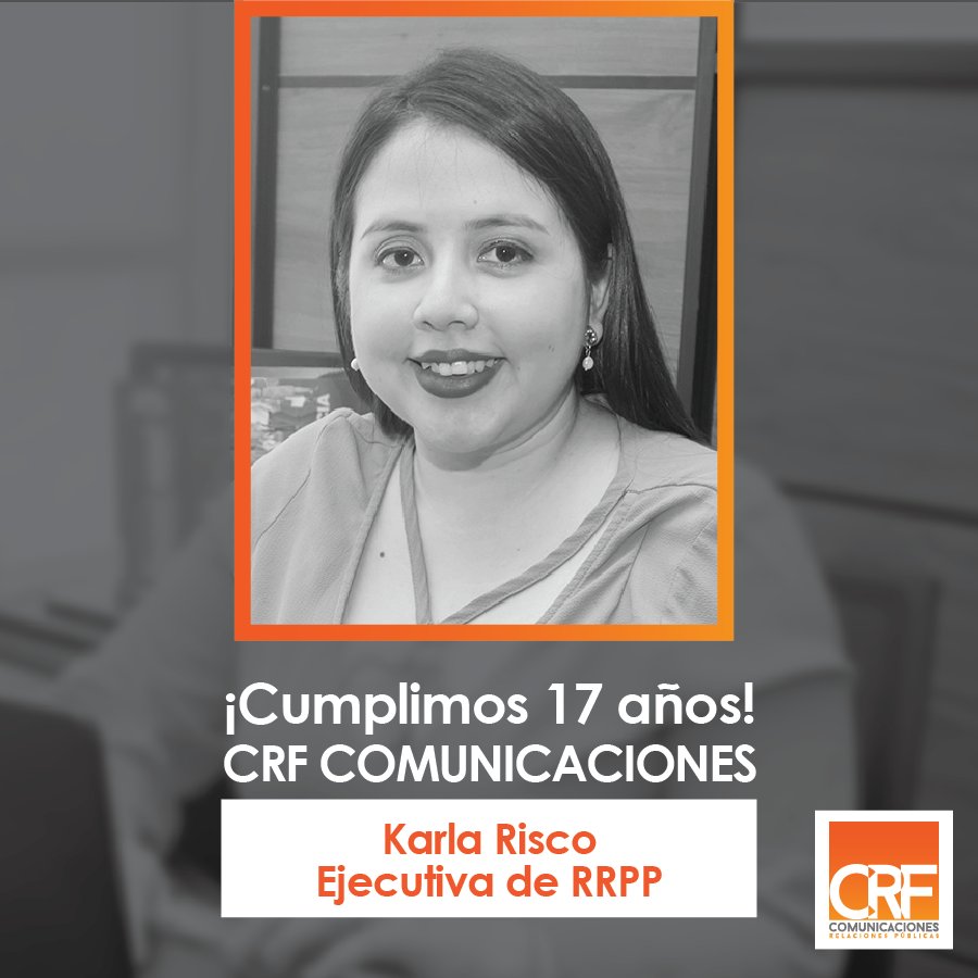 CARLAROSSICRF's tweet photo. Conoce al #TeamCrf 
#Hoy les presento a Karlita Risco ella es una de nuestras ejecutivas de #relacionespúblicas 
#Gracias por ser parte de este equipo!
#CrfComunicaciones 
17 años creando #ComunicaciónquehaceElBien
#RRPPconCRF #rrpp #pr #Asesoría en #Comunicación #prdigital https://t.co/I3KSTmfeVW