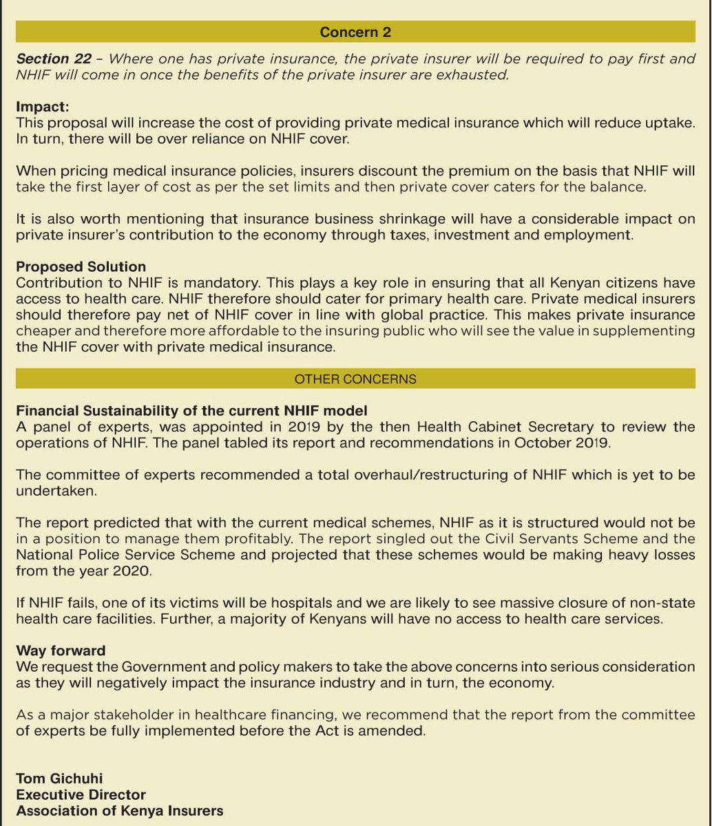 AKI (@aki_kenya) on Twitter photo Some of the proposals in the NHIF Amendment Bill, 2021 will negatively impact the insurance industry and in turn, the economy.
We request <a href="/NAssemblyKE/">National Assembly KE</a> to deliberate on the concerns in the full text below before amending the Act.
#AKI #BimaYako Some of the proposals in the NHIF Amendment Bill, 2021 will negatively impact the insurance industry and in turn, the economy.
We request <a href="/NAssemblyKE/">National Assembly KE</a> to deliberate on the concerns in the full text below before amending the Act.
#AKI #BimaYako