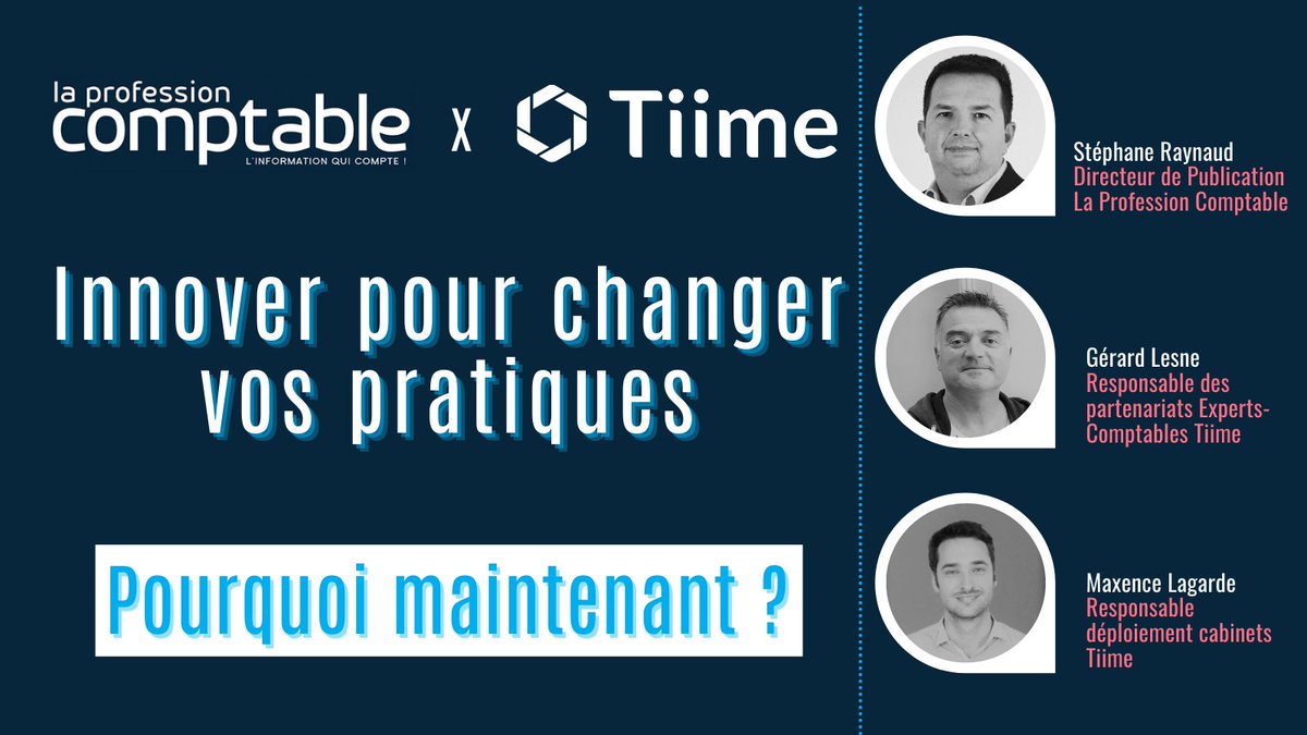 🎥Webinaire🎥
💡Quels sont les étapes clés pour #innover dans les process comptables ? Comment Tiime permet-il aux cabinets d'innover ? 
Participez à notre #webinaire pour en savoir plus ! 
⏲️Vendredi 11 juin à 11h.
Inscription gratuite 👉bit.ly/lpc-tiime