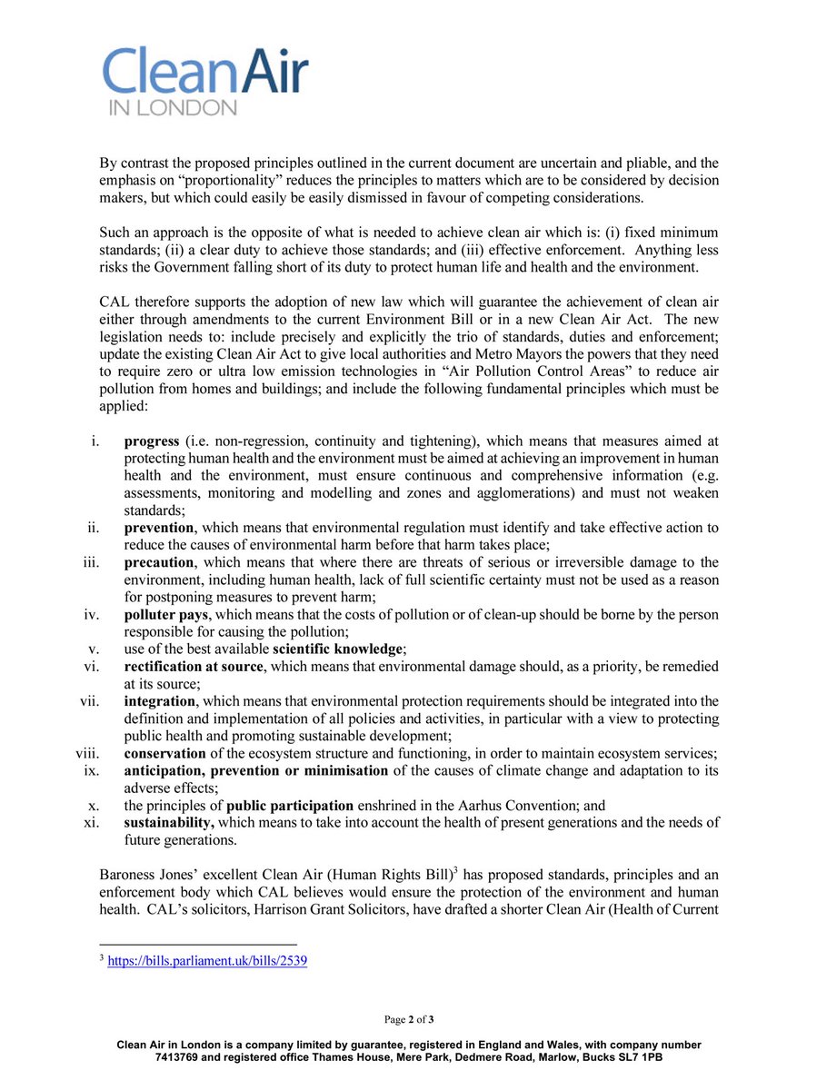 CleanAirLondon's tweet image. Closes 1159pm Wednesday 2 June | Our response to @DefraGovUK&apos;s consultation on #EnvironmentalPrinciples says that @GreenJennyJones&apos;s #CleanAir (#HumanRights) Bill is the answer to the Government&apos;s dreams! cc @pow_rebecca @ZacGoldsmith HT @HGLegal consult.defra.gov.uk/environmental-…