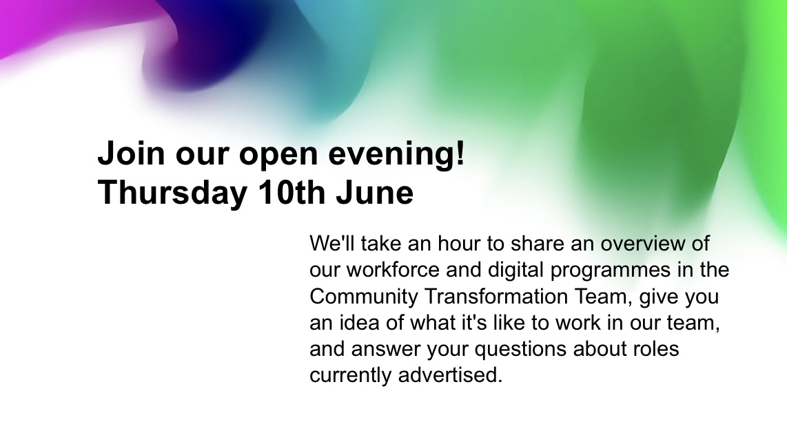Our @AgeingWellNHS Community Transformation roles will go live next Monday! We have opportunities across #Digital and #Workforce and we’d love for you to join us on Thursday 10th June at 5.15. For more details email England.communityhealthserviceorg@nhs.net or DM me directly