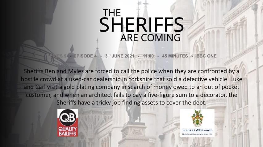 TSAC_official's tweet photo. Halfway through the first week already! We hope you are enjoying the new series so far, weโve plenty more to come yet so tune in for more tomorrow!
#thesheriffsarecoming #frankgwhitworth #qualitybailiffs #highcourtenforcement #enforcementagent #BBC #BBCOne https://t.co/2C5Af31IlN