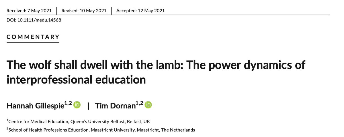 Should we sanction interprofessional education?

A word of caution - 'sanctioning interprofessional learning is unlikely, alone, to be sufficient. Trusting in its sufficiency could cause disabling contradictions'

🔓Open Access Commentary available here 👇
onlinelibrary.wiley.com/doi/pdf/10.111…