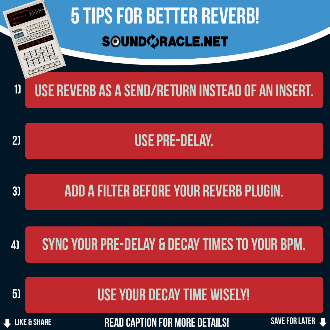 SoundOracle's tweet photo. 5 Tips For Better Reverb!
Learn them here: https://t.co/VtglzadCY9
@SoundOracle @Realistic_Pro
#soundoracle #producertips #protools #musicproducer #beatmaker #mixingtips #trapbeats #dj #producer #mixing #engineer #hiphop #beats #musicproduction #bedroomproducer #homestudio https://t.co/0uL3U11AJg
