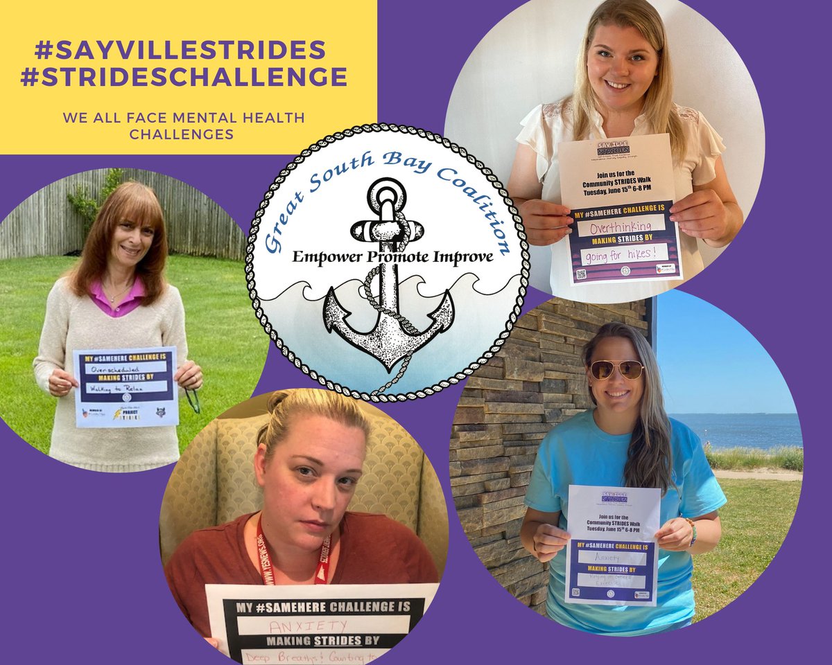 GSBCoalition's tweet photo. Our coalition is joining the @SayvilleStrides #SameHereChallenge to normalize mental health awareness. It's said that 1/5 people struggle with a mental health issue, but all of us have faced a mental health challenge at some point. Join the challenge here: https://t.co/hkUUpv1IXs https://t.co/p4t4Z6LYP1