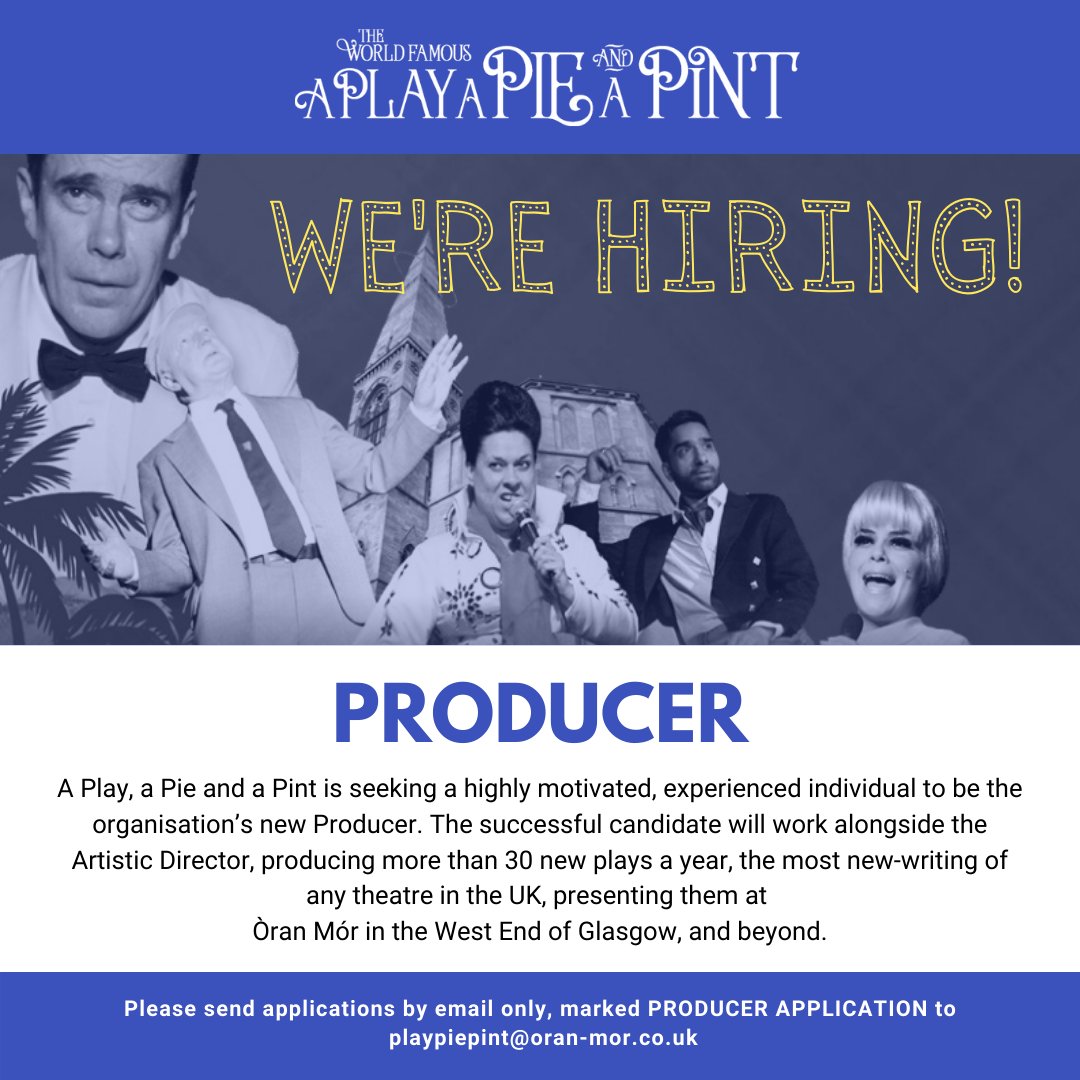 Play Pie Pint on Twitter "📣 We're hiring! A Play, a Pie and a Pint is