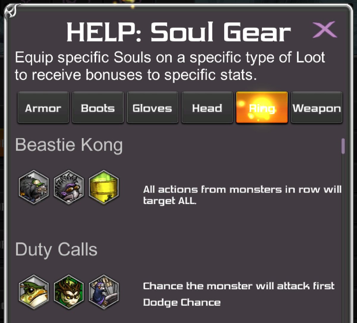 PowerLvlStudios's tweet photo. One of my favourite features in #soulreaper is called Soul Gear. Similar to Diablo 2's rune words, when you equip specific souls into a specific type of loot, it gives you insanely good bonuses! 
https://t.co/OYBqVHkkpC
#indiedev #strategy #rpg #indie #gamedev #jrpg #indiegame https://t.co/NHIxhYNHL8