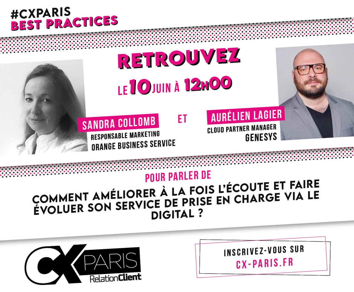 👋#CXParis - Rejoignez notre spécialiste de la #Relationclient Sandra Collomb qui partagera son retour d’expérience sur comment moderniser son centre de services clients et digitaliser ses interactions.
Inscrivez-vous ici ⤵️ 
bit.ly/34dYAcT