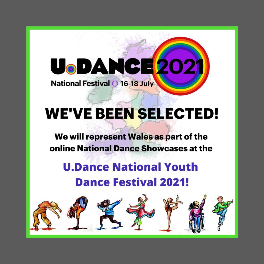 WE’VE BEEN SELECTED for the U.Dance National Youth Dance Festival 2021! 

We are so excited to represent Wales with other talented youth dancers from around the country at the national festival, hosted by @onedanceuk. 

UDance2021