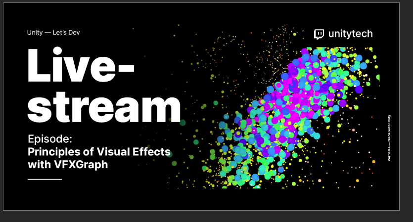 I'll be live streaming at <a href="/unity3d/">Unity3D (inactive)</a> on twitch at 1pm ET. If you're curious into using #VFXGraph for your projects, feel free to tune in ! 
twitch.tv/unitytech