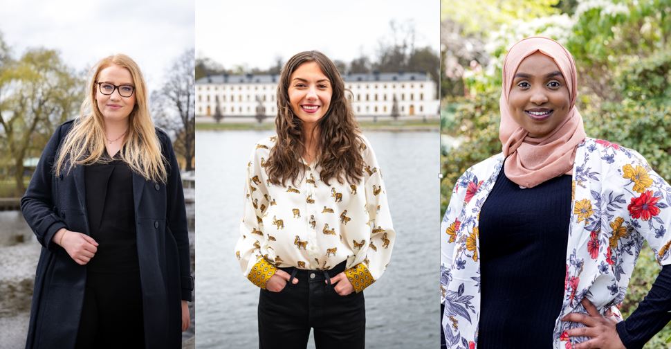 Årets Kompassrosstipendiater tar plats i samtalet. @ellepyc Eleonora Svanberg, Emina Sesto och Muna Idow. #ungtledarskap