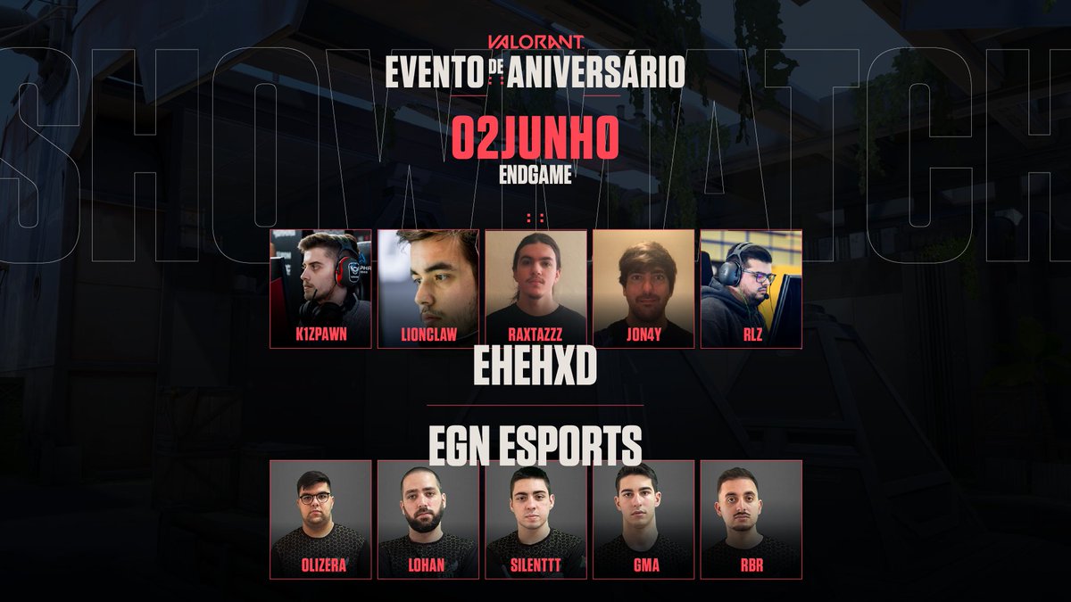Valorant_PT's tweet photo. Os últimos convidados chegaram 🔥 O dia terminará com outro grande jogo de VALORANT Esports!

🎈 EHEHXD @rlzfps @raxtazzz @jON4Y_ @k1zpawn @LionClawCF
🎈 EGN ESPORTS @LohaN_VLR @silentvlrt @OLIZERA @g_amorim11 @rbrzaooo

Pronto para os ver em ação? https://t.co/j9fjpLoSvq