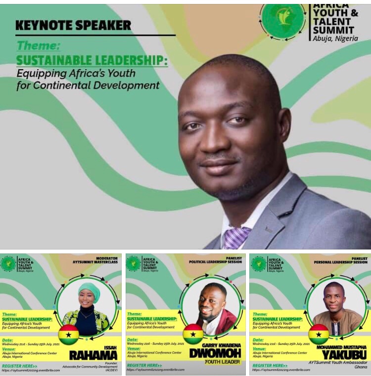 AYTSummit's tweet photo. Meet Ghanaian Speakers attending #AYTSummit2021 holding 21st-24th July 2021 in Abuja-Nigeria.   

Prince Siita Sofo @Hissan2000
@mmustaphayakubu 
@IssacRahama 
@GarryDwomoh  

Sign up for #AYTSummit2021 Abuja-Nigeria here> https://t.co/IMGQENkjro https://t.co/Ok7Q8ekVw9