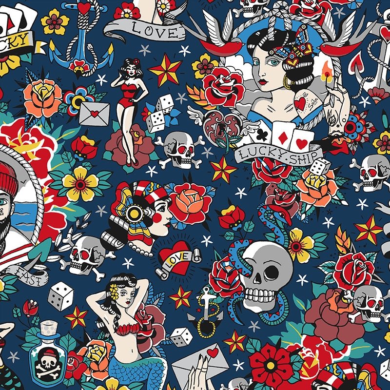 TissusPapi's tweet photo. Des milliers de couleurs très Tattoo ! En fond noir, bleu et blanc cassé, redécouvrez l’esprit tatoué qui est en vous ♥️ (cretonne de coton 100% & OekoTex) #tissuspapi
https://t.co/IQpOKW73Dw https://t.co/FEJuq57xSq