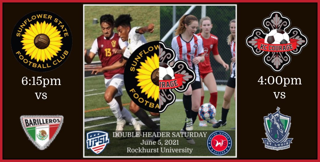 KCCourageSoccer's tweet photo. We’re making it easy to support your local Pro-Am Soccer this weekend with a double-header!

⚽️KC Courage vs SLSG 
⏱4pm
⚽️Sunflower FC vs Barilleros
⏱6:15pm
🏟Rockhurst University 
🎟Free
📺MyCuJoo 
👍🏽See you there! https://t.co/yHIZ7avQIO