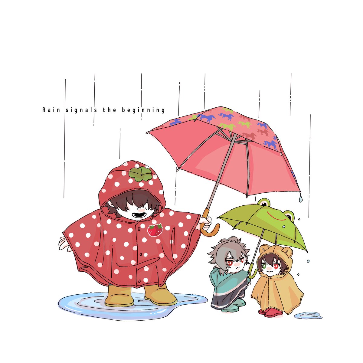 「雨から始まる恋☔🐸💓💞

( サマイチ / 🐴1⃣ ) 」|まるのイラスト