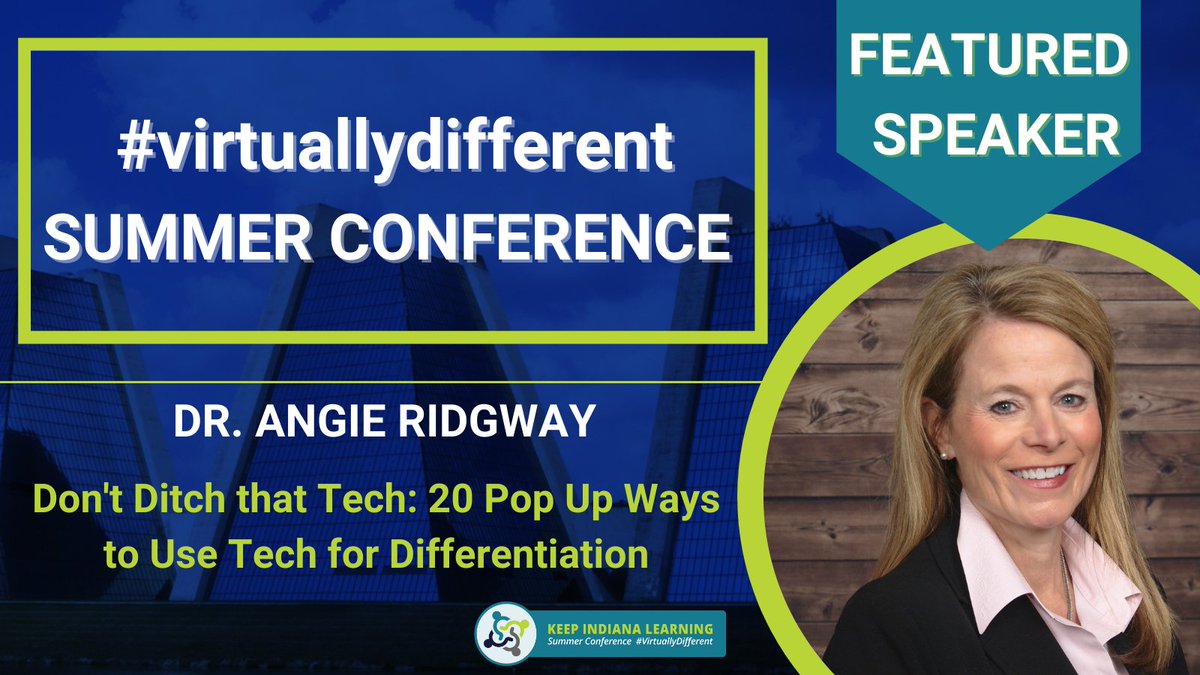 Angelia Ridgway will be presenting during the Keep Indiana Learning #VirtuallyDifferent Summer Conference. Register today! <a href="/TeachFromRidge/">Dr. Angelia & Nate Ridgway</a>  keepindianalearning.org/summer-confere…