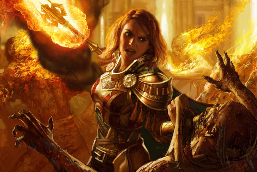 deschampsart's tweet photo. After I handed in the sketch for ASH ZEALOT, I had to remove the face paint and stringy hair. It looked too much like the Gruul clan from the same set.
#mtg #mtgart #mtgartist #MagicTheGathering https://t.co/z9kQLM2ovo