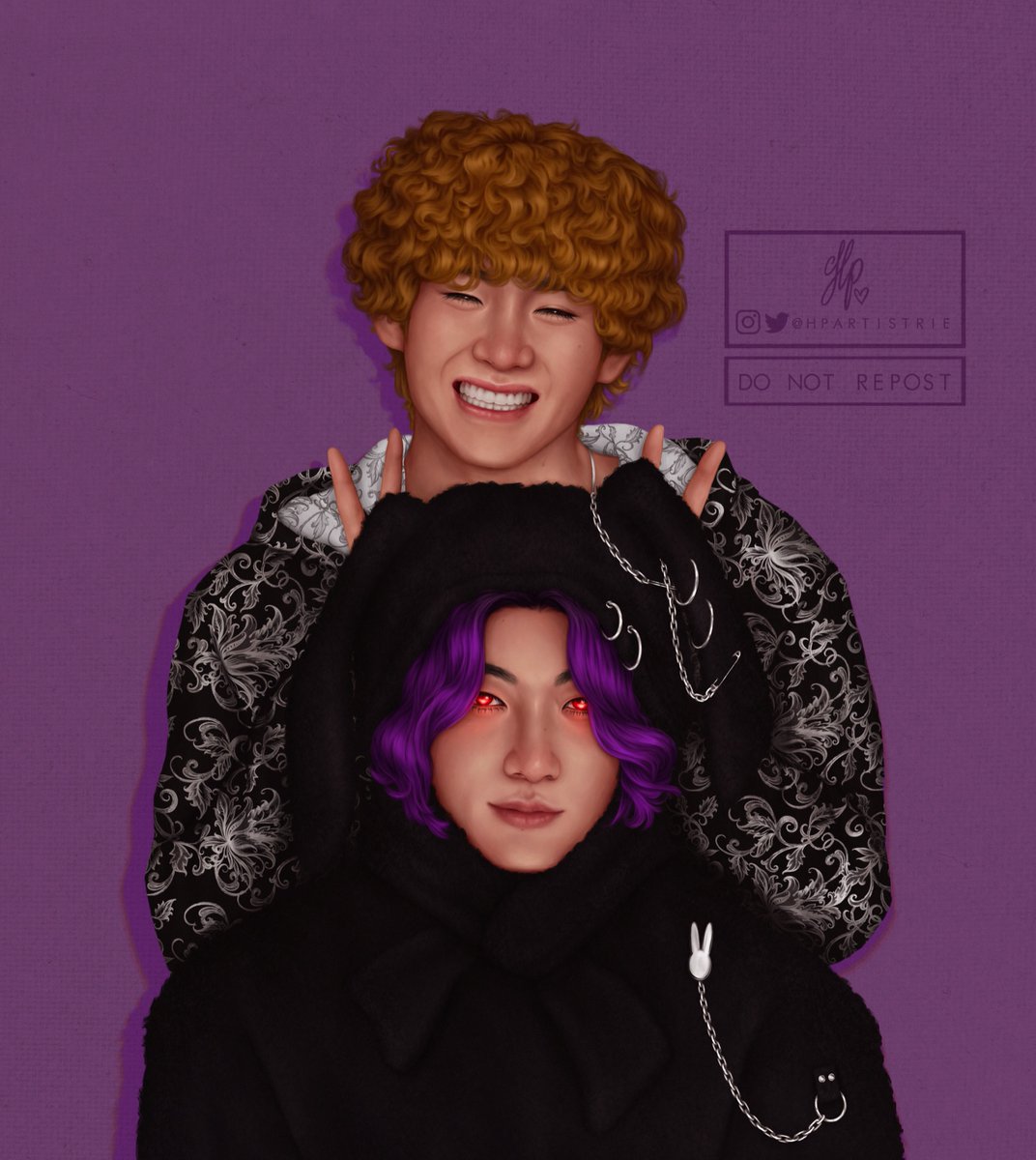 hpartistrie's tweet image. tete does not fear the double bunny 🐰 #taekook